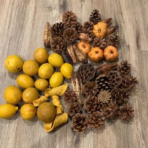Vase Fall Decor - Pinecones  and Lemons